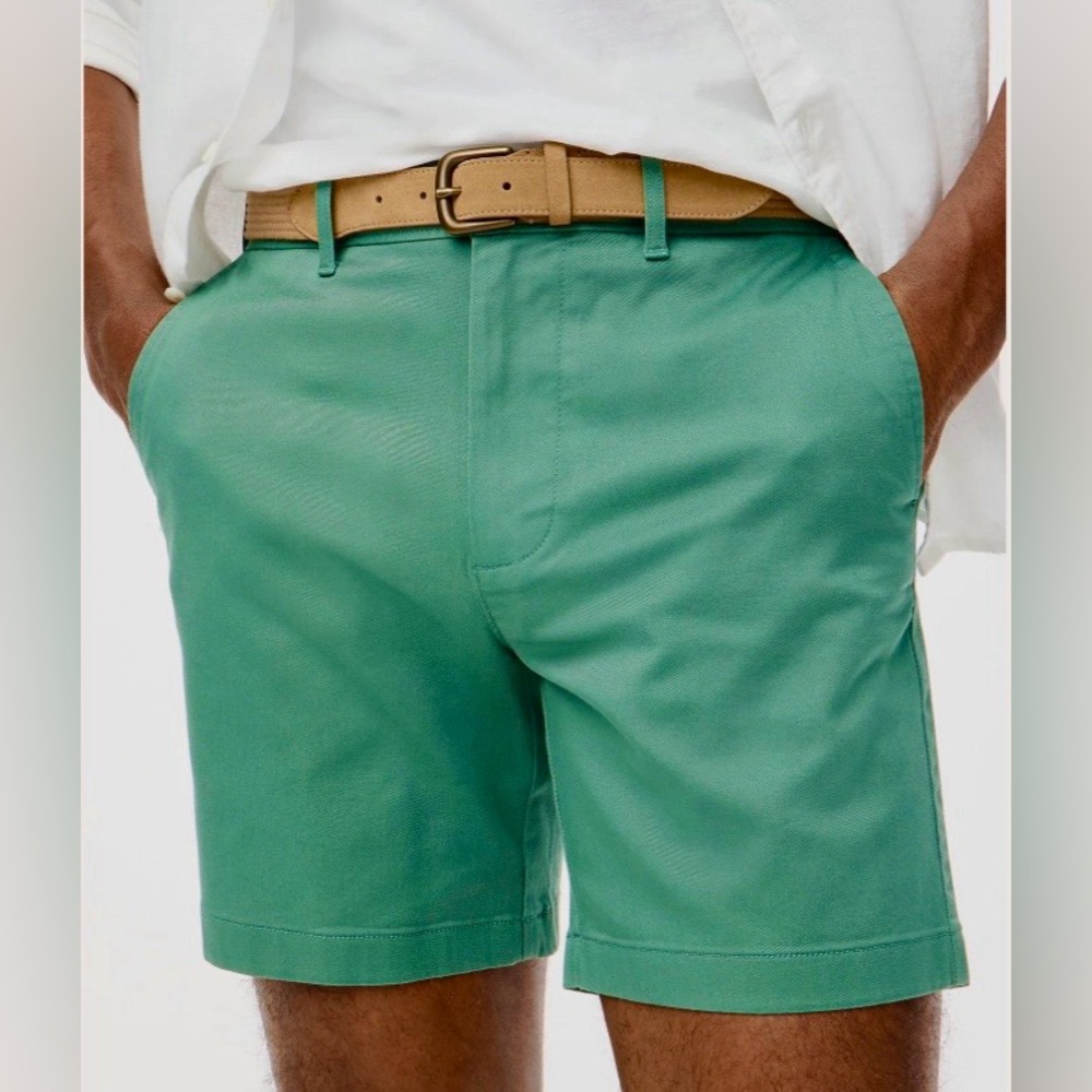 NWT NEW J J. Crew Green 7" Inseam Flex Chino Khaki Shorts Preppy 31" Waist Comfy